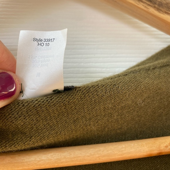 J. Crew Women's Wool Cashmere Blend Vintage V Neck Zip Up Green Sweater Size M - Picture 3 of 3